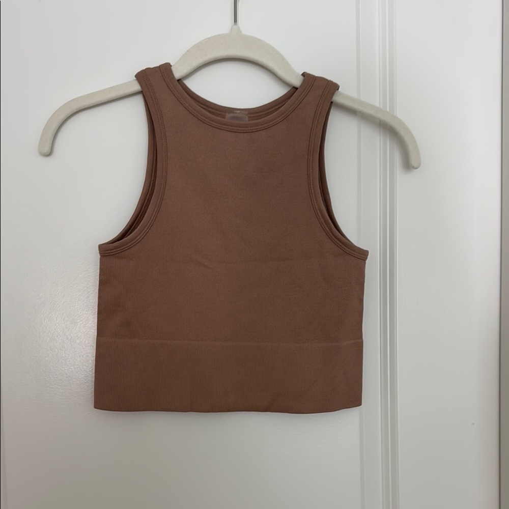 Brown Sleeveless Crop Top